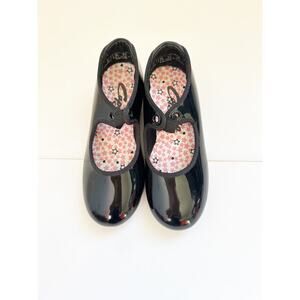 Capezio Tap Shoes Black Patent Girls Size 9.5 Dance